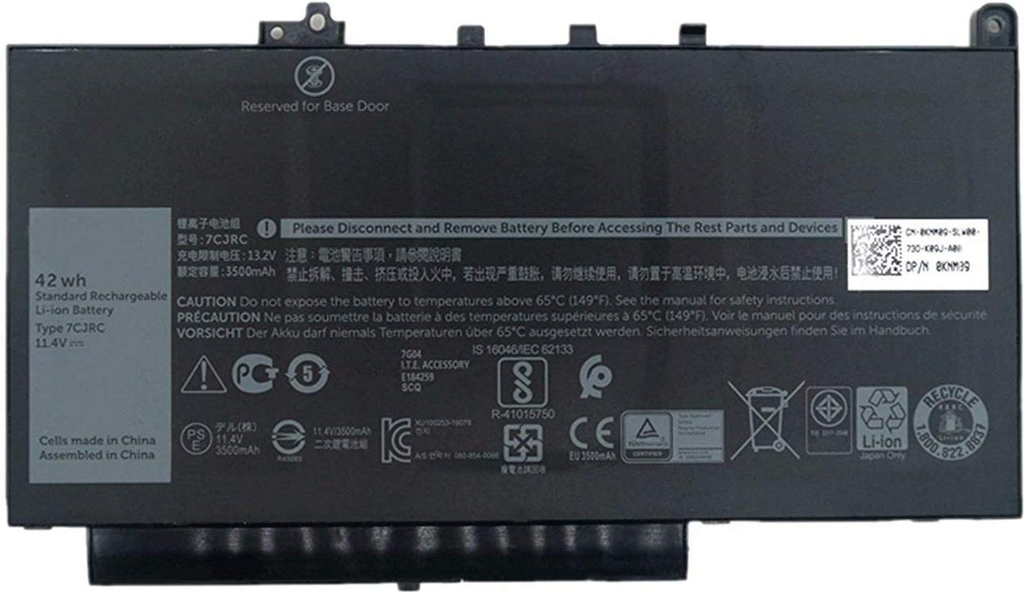 Akku für Dell Latitude E7270, E7470 42WHr Battery KNM09 7CJRC 451-BBWR TX283(Ersatz)