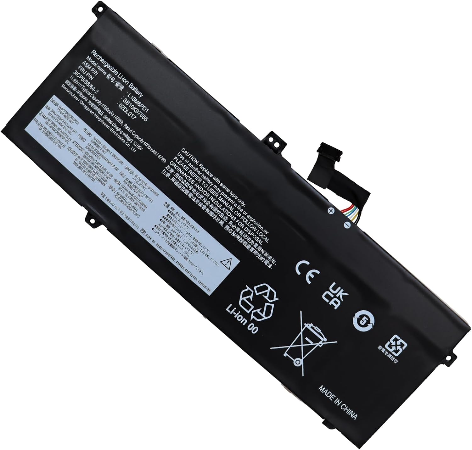 Akku für L18M6PD1 Lenovo ThinkPad X13 X390 X395 L18M6PD2 02DL018 L18C6PD1 11.46V 48Wh(Ersatz)