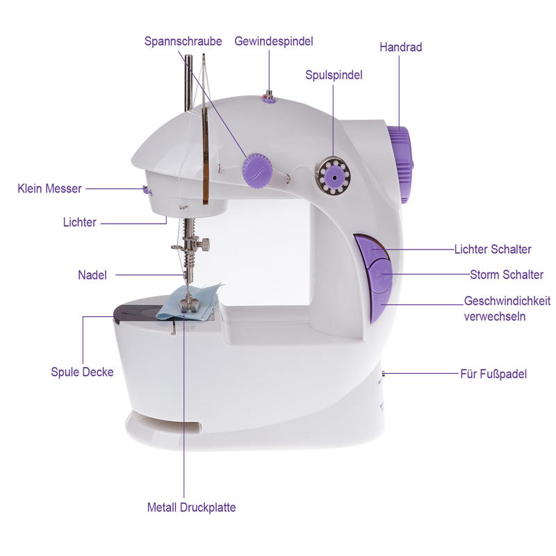 Mini Haushalt Nähmaschine Handnähmaschine Reisenähmaschine mit Lichter
