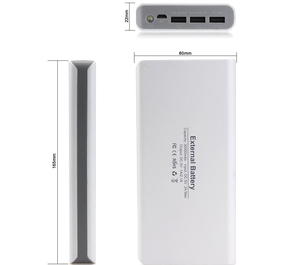 Power Bank extern Akku Mobile USB Ladegerät 30000mah Universal Batterie